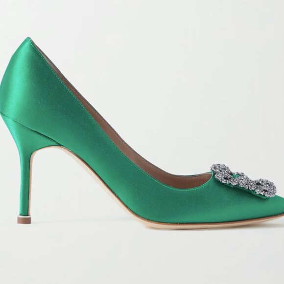 MANOLO BLAHNIK Hangisi 90 crystal-embellished satin pumps - Picture 4 of 4